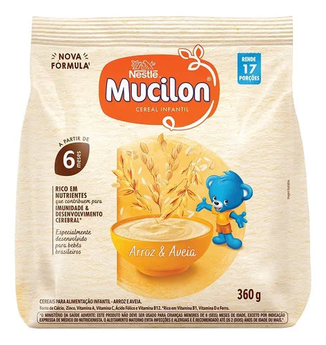 Cereal Infantil Mucilon De Arroz E Aveia 360g Embalagem Com